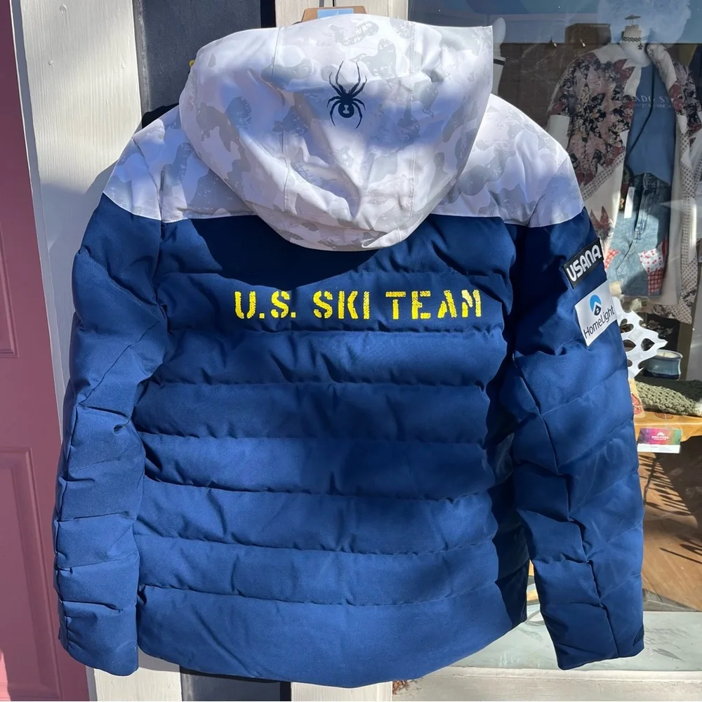 US Ski Team Spyder Rocket GoreTex Infinium Down Jacket Snow Camo Medical Rare L - Picture 14 of 15